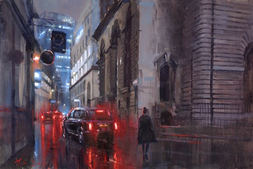 City Church by Kevin Day - Varnished Original Painting on Stretched Canvas
